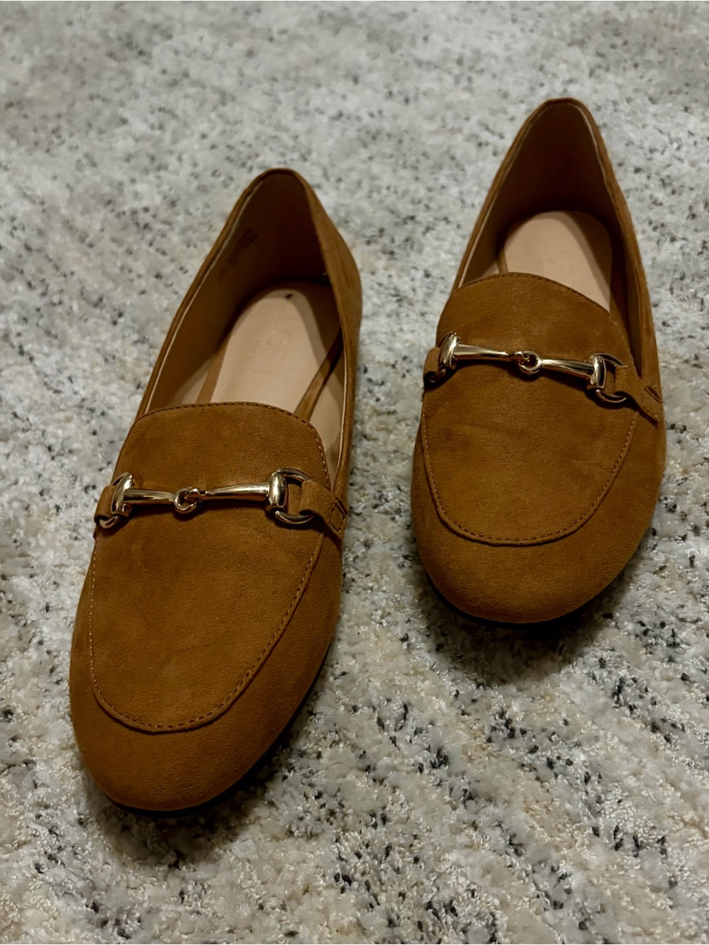 Tan Suede Loafers with Gold Bit size 7